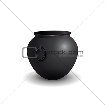 Witches cauldron with potion isolated on white background