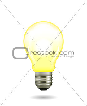 Bright glowing and shining yellow light bulb