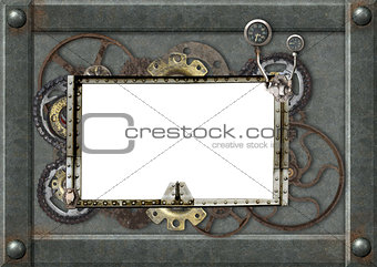 Grunge background with metallic frame