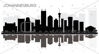 Johannesburg South Africa City skyline black and white silhouett