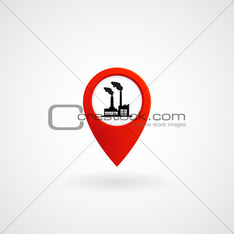 Red Location Icon for Factory