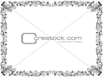 Floral frame with leaves and flowers