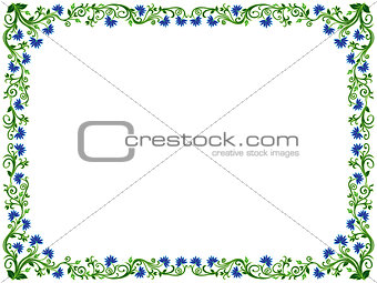 Floral frame in green and blue hues