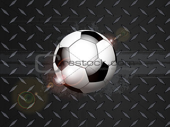 Soccer football grunge on black metallic plate