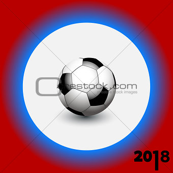 Soccer football on white blue and red background 2018