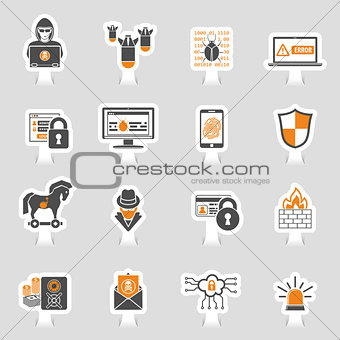 Internet Security Icon Sticker Set