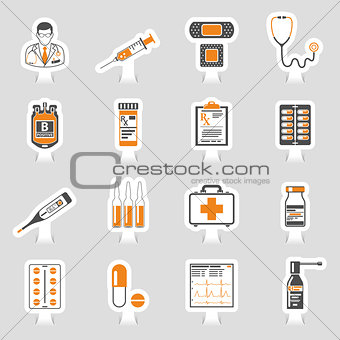 Medical sticker icons set