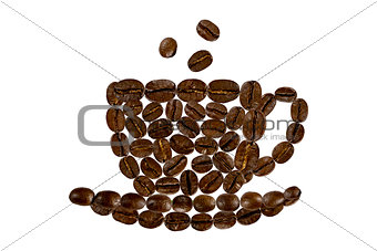 a cup of morning coffee from coffee beans