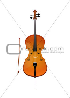 Cello, illustration of stringed orchestra music instrument