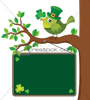 St Patricks Day theme board with bird