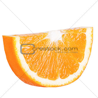 Isolated slice orange on white background