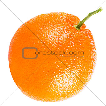Orange fruit with leaf isolated on white