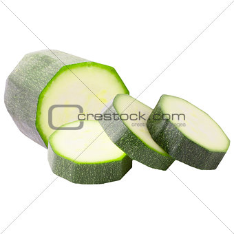 Slices zucchini isolated on white background