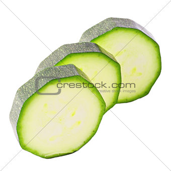 Slices zucchini isolated on white