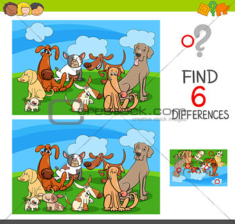 differences game with dogs animal characters