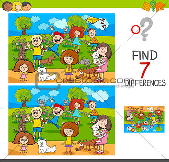 find differences with kids and pets characters