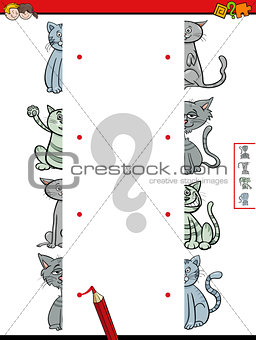 match halves of cats educational game