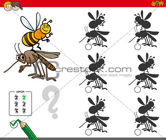 shadow activity game with cartoon insects