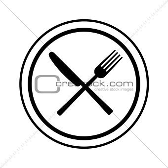 Fork and knife on plate background