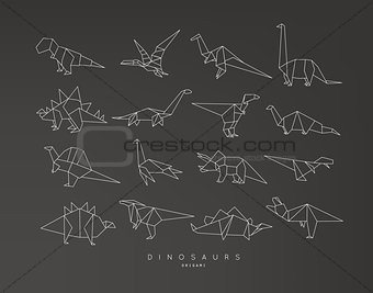 Dinosaurus origami set flat black