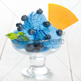 Blueberry ice cream in cup