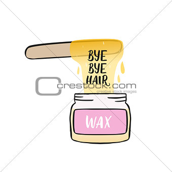 Hair removal hand drawn illustration. Waxing vector color illustration.