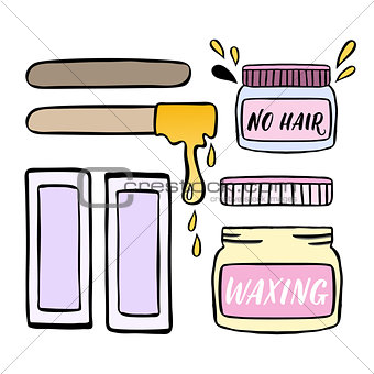 Hair removal hand drawn illustration. Waxing vector color illustration.