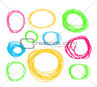 Hand drawn highlighter elements. Vector circles