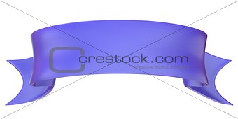 Blue, violet ribbon tag label. 3D