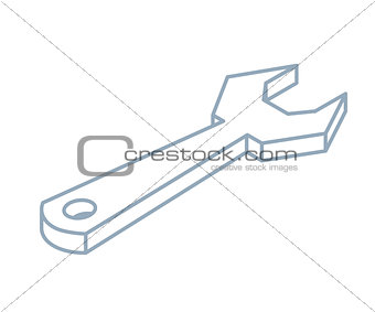 Wrench linear isometric icon