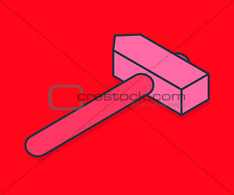 Red hammer linear isometric Icon