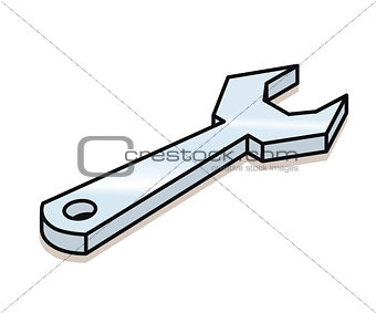 Wrench linear isometric funny cartoon style icon