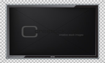Modern Led TV screen with realistic reflection. Isolated vector.