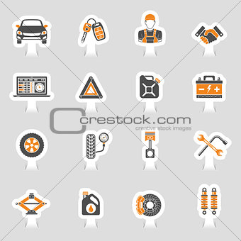Car Service Vector Icons Sticker Set