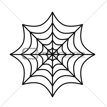 Silhouette of spider cobweb on white background. Vector Illustration.