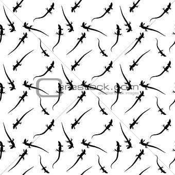 Silhouette of lizard that creeps. Seamless pattern. Vector Illustration.