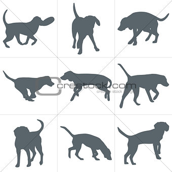 Vector dogs silhouettes