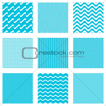 Seamless wavy line patterns collection