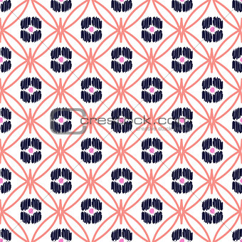 Rhombs decorated shapes seamless vector pattern.