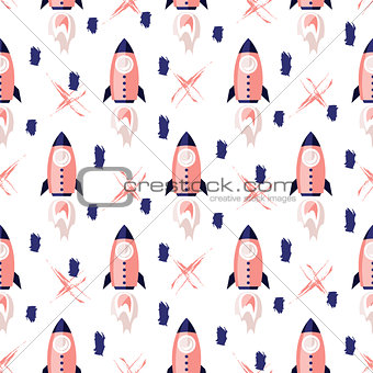 Rocket pattern vector background.