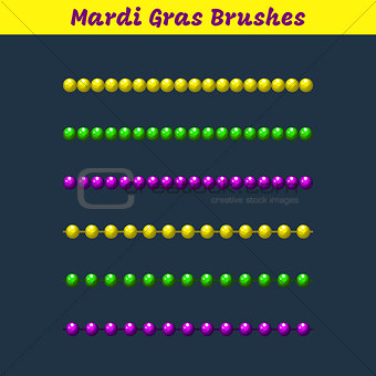 Mardi gras beads vector pattern brushes add-on.