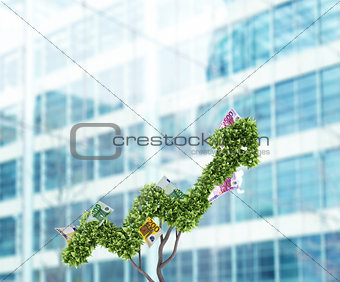 Money tree. Concept of growth and improvement. 3d rendering