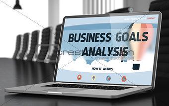 Business Goals Analysis on Laptop in Conference Hall.