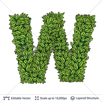 Letter W symbol of green leaves.