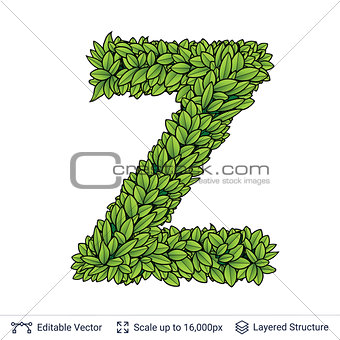 Letter Z symbol of green leaves.