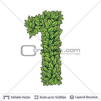 Number symbol of green leaves.