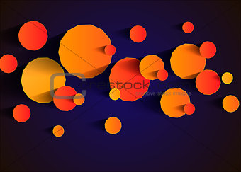 Abstract background with vector design elements. Yellow polyhedra on a blue background