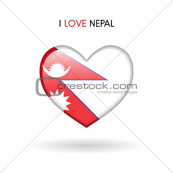 Love Nepal symbol. Flag Heart Glossy icon on a white background