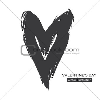 Hand Drawn Calligraphy Heart Isolated on White Background.