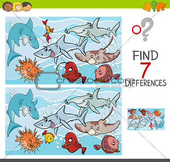 find differences with fish sea life characters